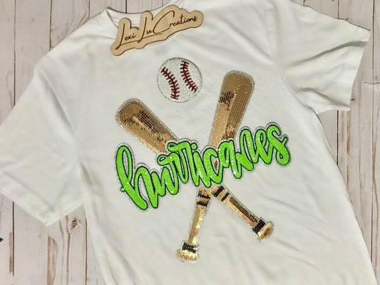 Hurricanes Baseball or Softball Sequin Patch Shirt