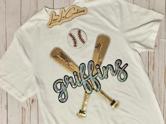 Griffins Baseball OR Softball Sequin Patch Shirt