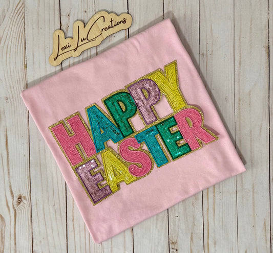 Happy Easter Sequin Patch Shirt