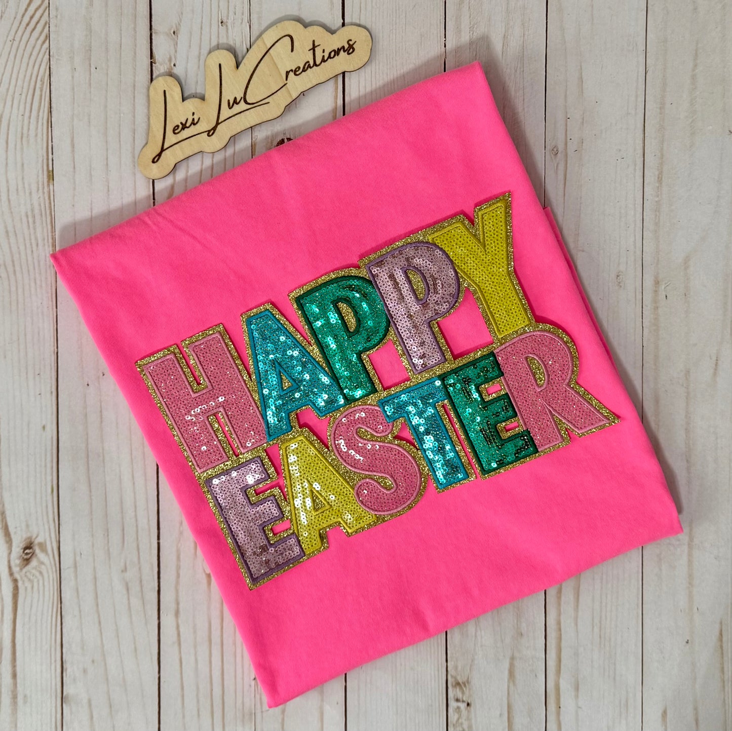Happy Easter Sequin Patch Shirt