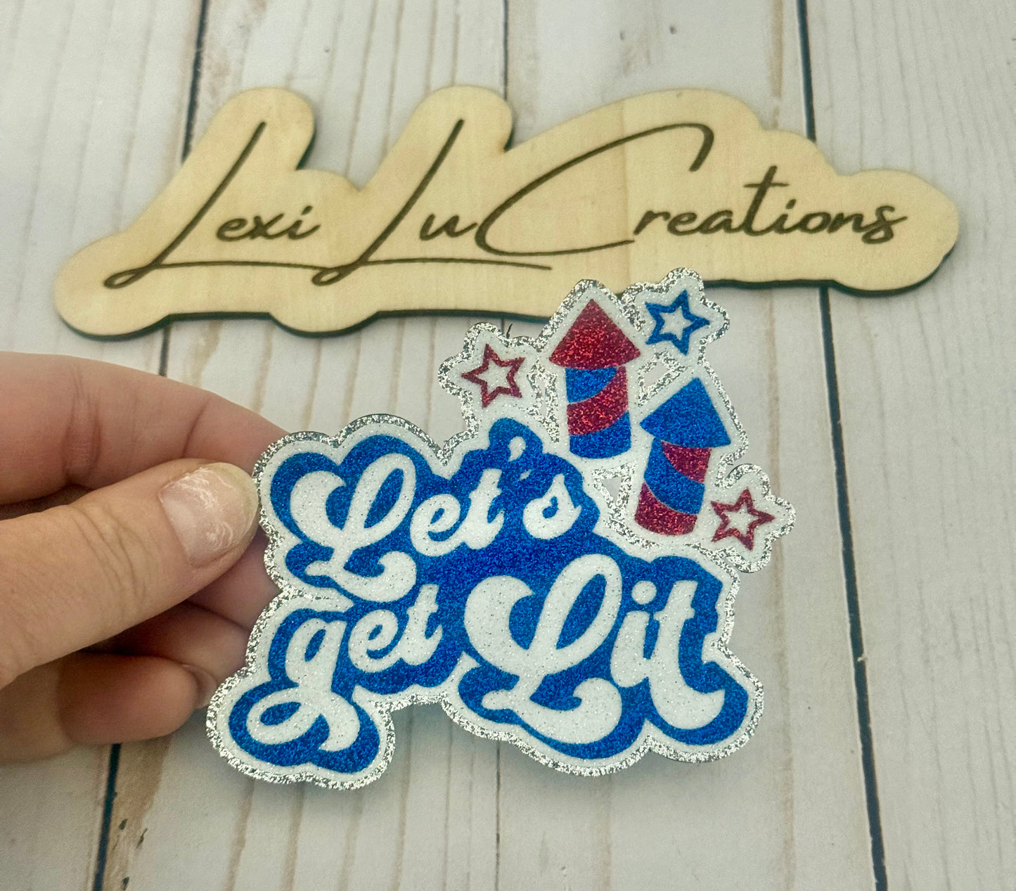 Let's Get Lit Glitter Hat Patch