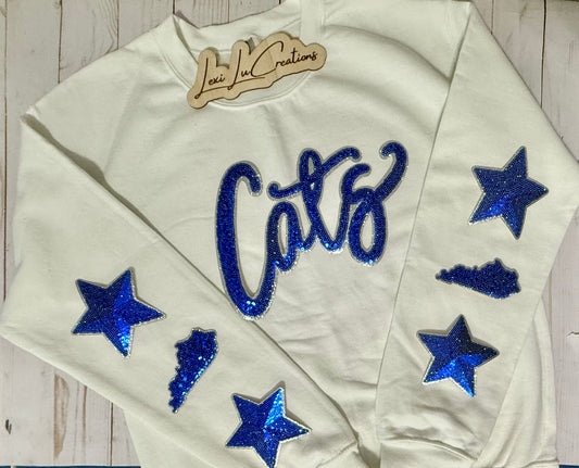 Cats STAR Sleeve Sequin Patch Shirt