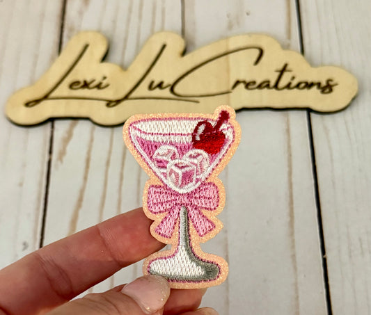 Pink Bow Martini Patch