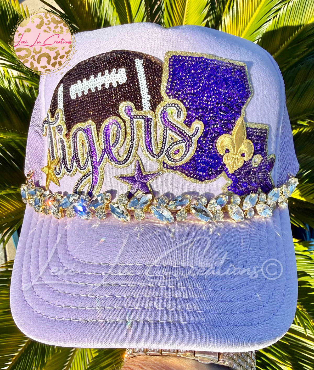 Geaux Tigers Louisiana Sequin Trucker Hat | Lavender & Purple
