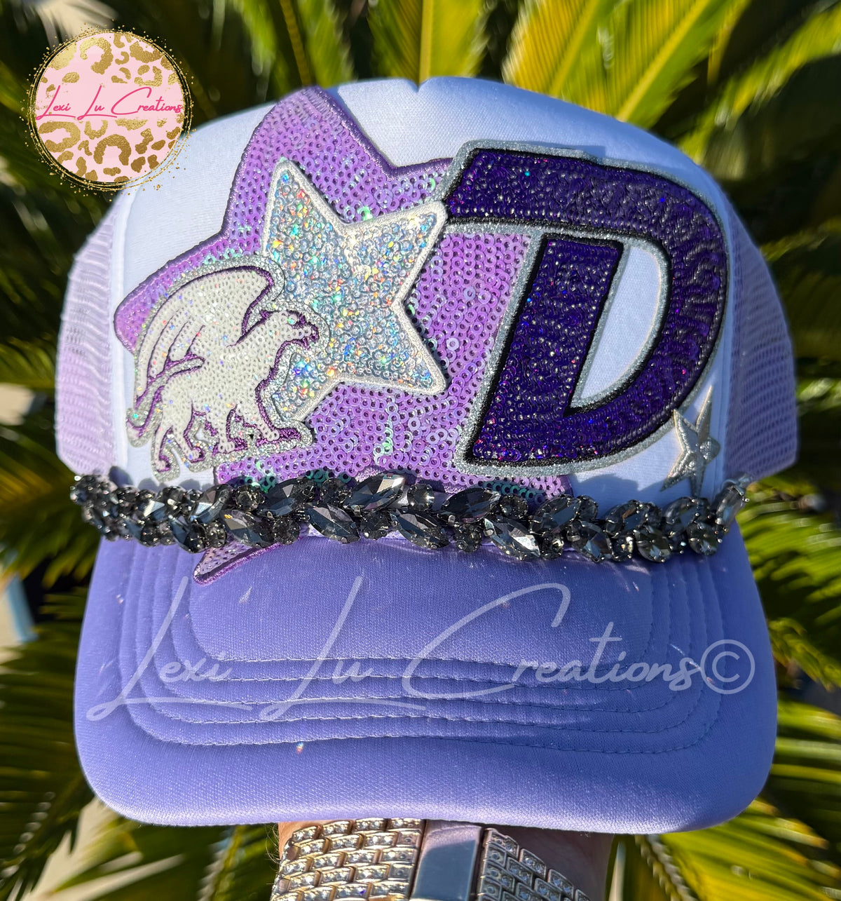 Dutchtown Griffin Sequin D Trucker Hat | Lavender & Purple