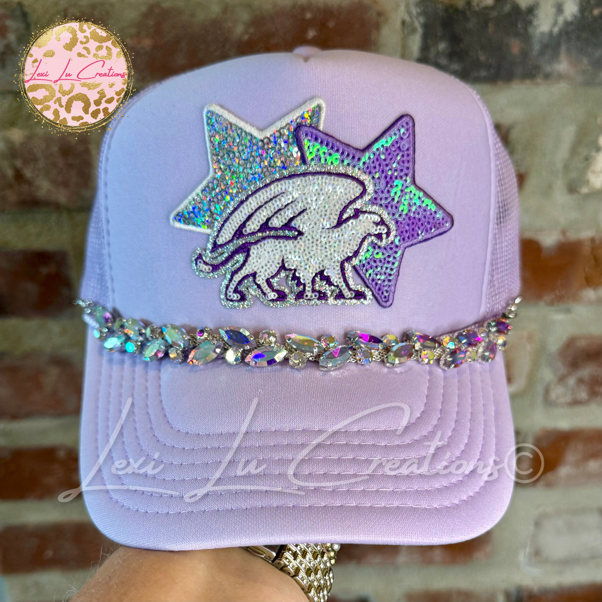 Dutchtown Griffins Sequin Trucker Hat with Rhinestone Chain