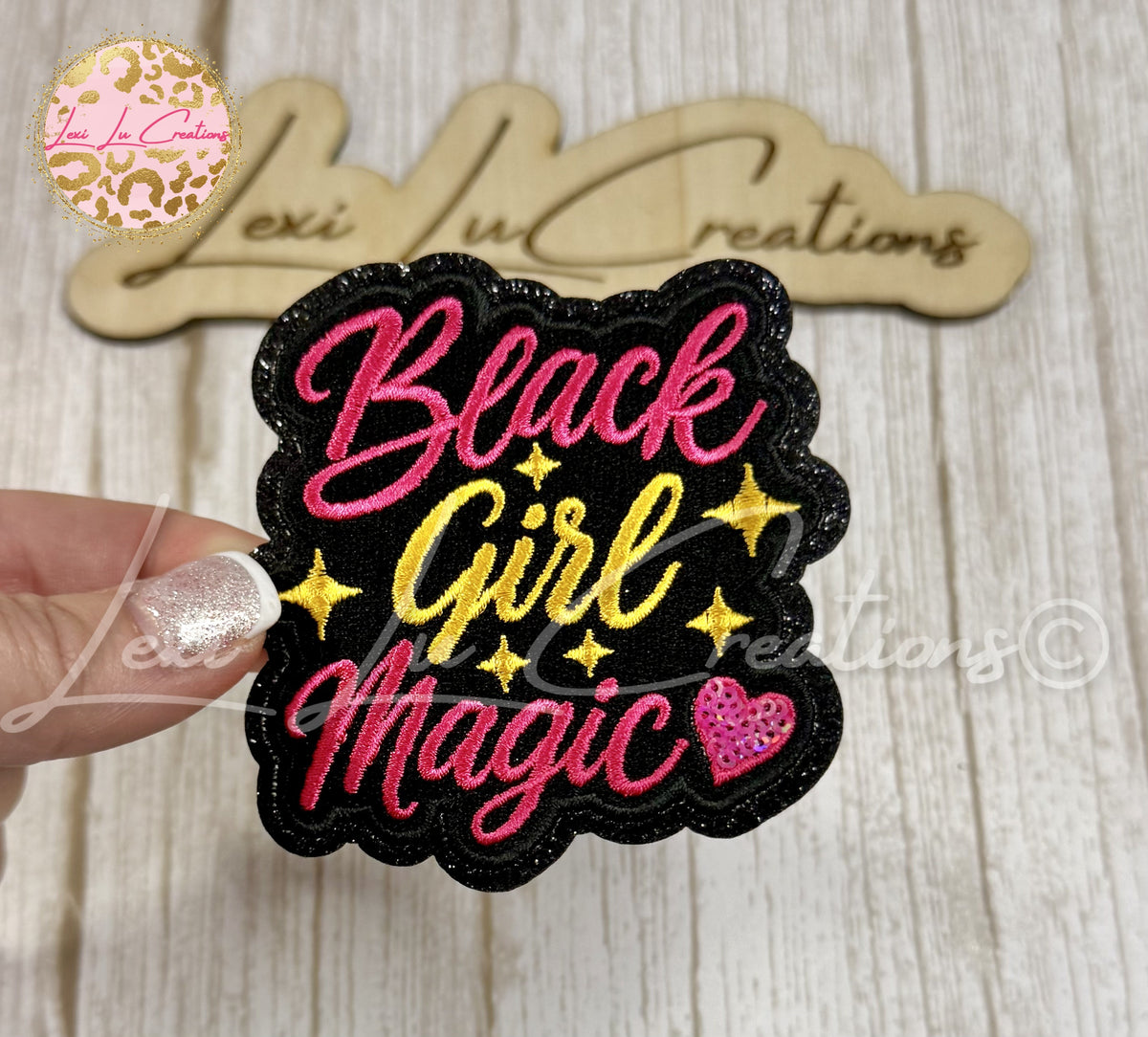 Black Girl Magic Embroidered Hat Patch | Pink & Gold Iron-On Patch