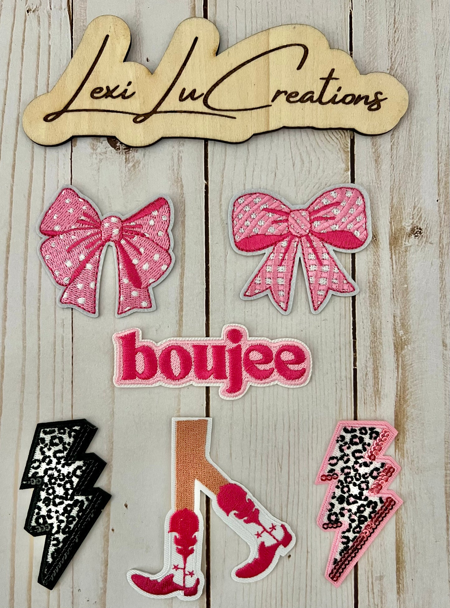 Pink and Black Leopard Lightning Bolts Hat Patch