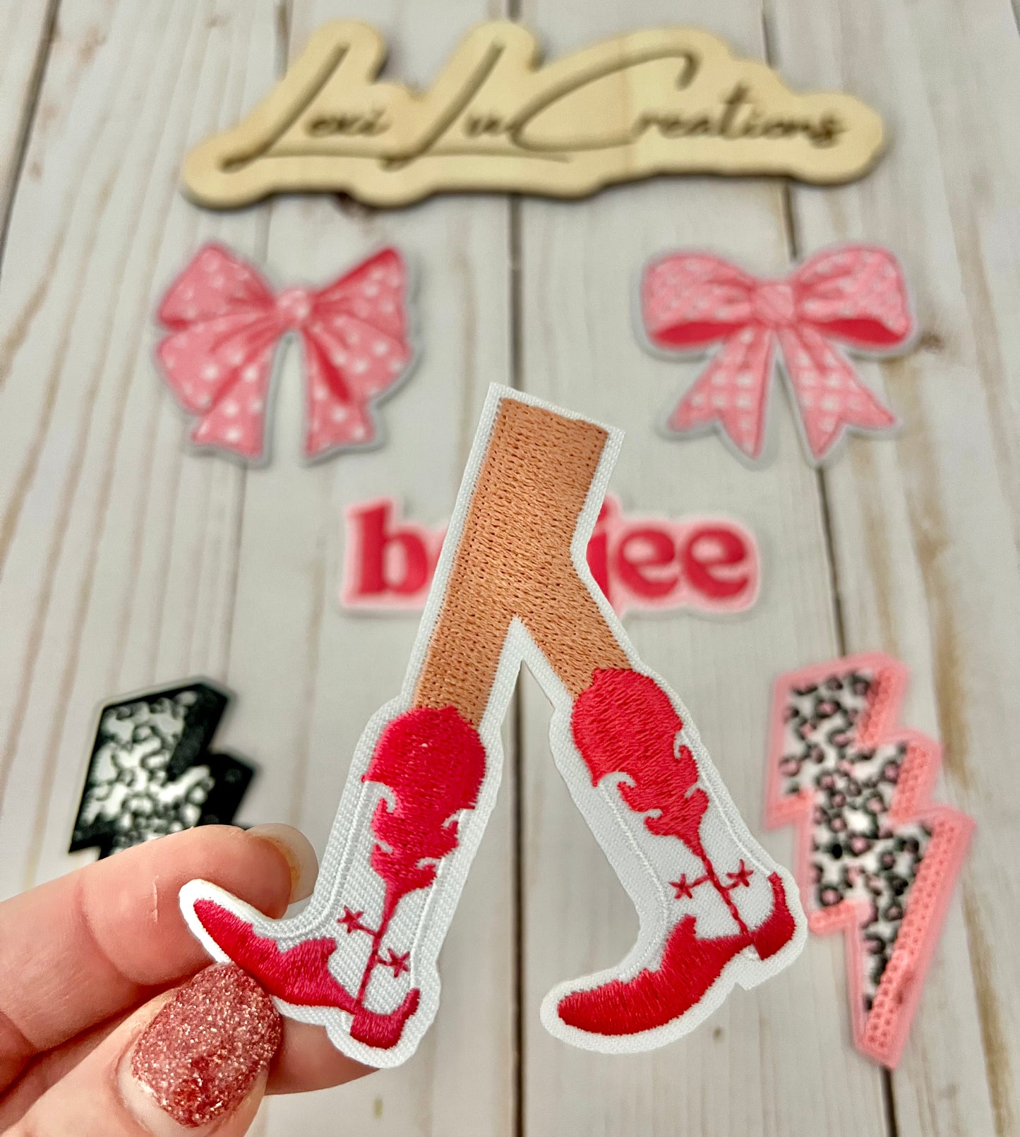 Pink Cowgirl Boots Hat Patch