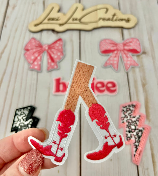 Pink Cowgirl Boots Hat Patch