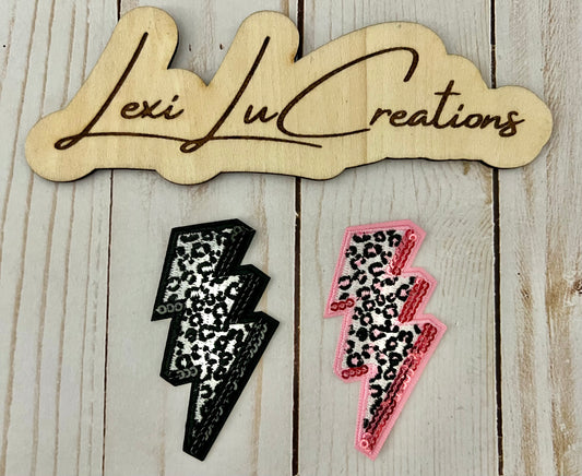Pink and Black Leopard Lightning Bolts Hat Patch