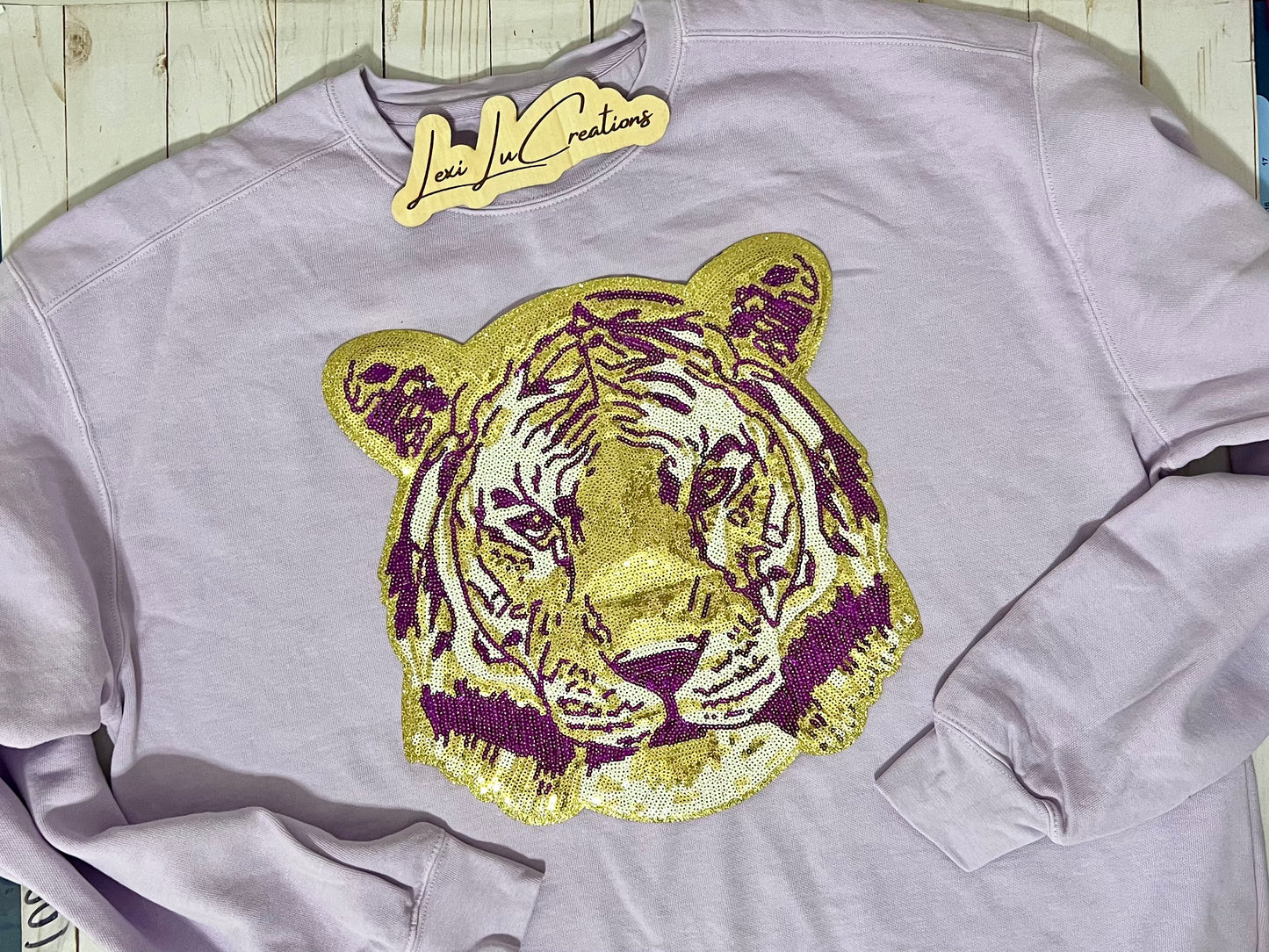 Gold and Purple Tiger Face Patch Shirt