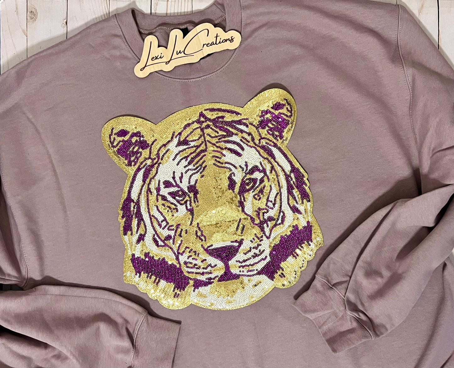 Gold and Purple Tiger Face Patch Shirt