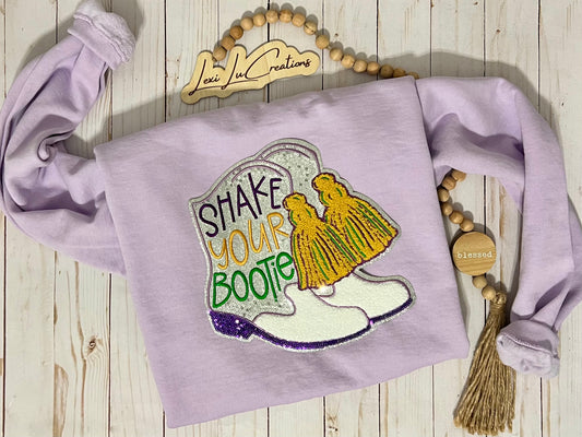 Mardi Gras Shake Your Bootie Sequin Patch Shirt
