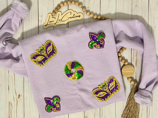 Design Your Own Mardi Gras Sequin Patch Shirt