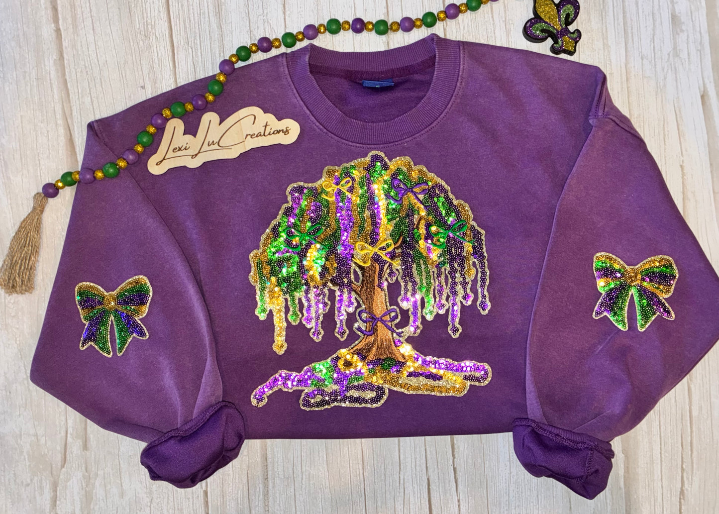 Mardi Gras Bead Tree Sequin Patch Shirt