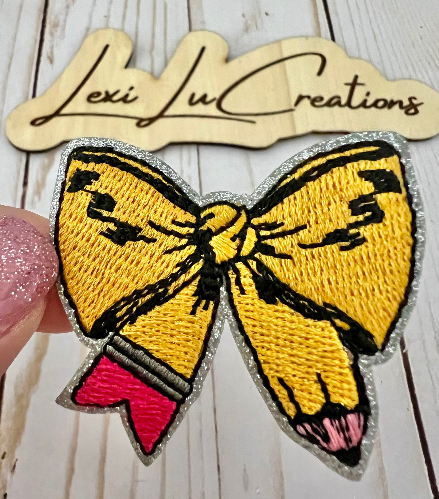 Teacher Pencil Bow Patch
