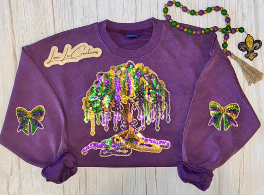 Mardi Gras Bead Tree Sequin Patch Shirt