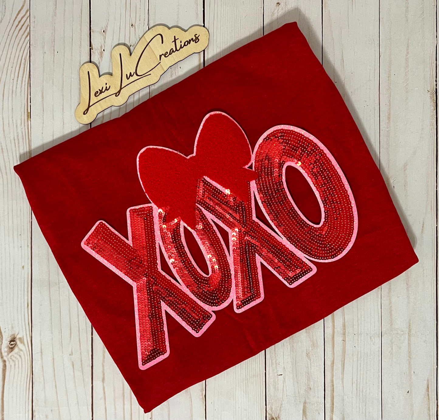 Coquette XOXO Valentine Sequin Patch Shirt