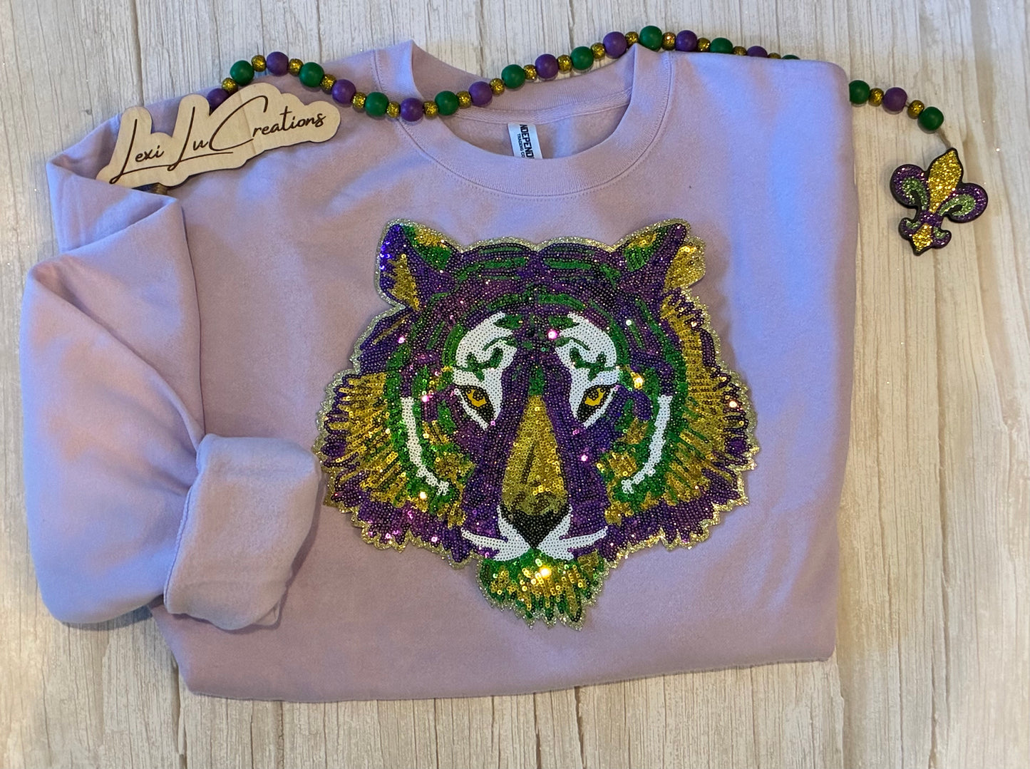 Mardi Gras Tiger Sequin Patch Shirt