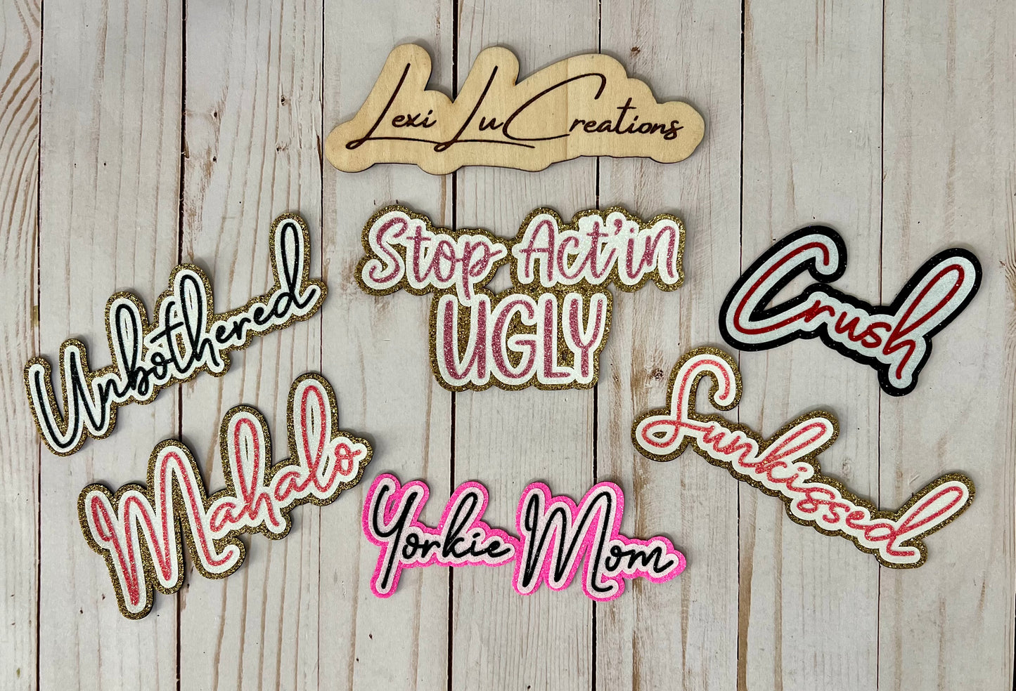 Script Custom Glitter Single Word Hat Patch