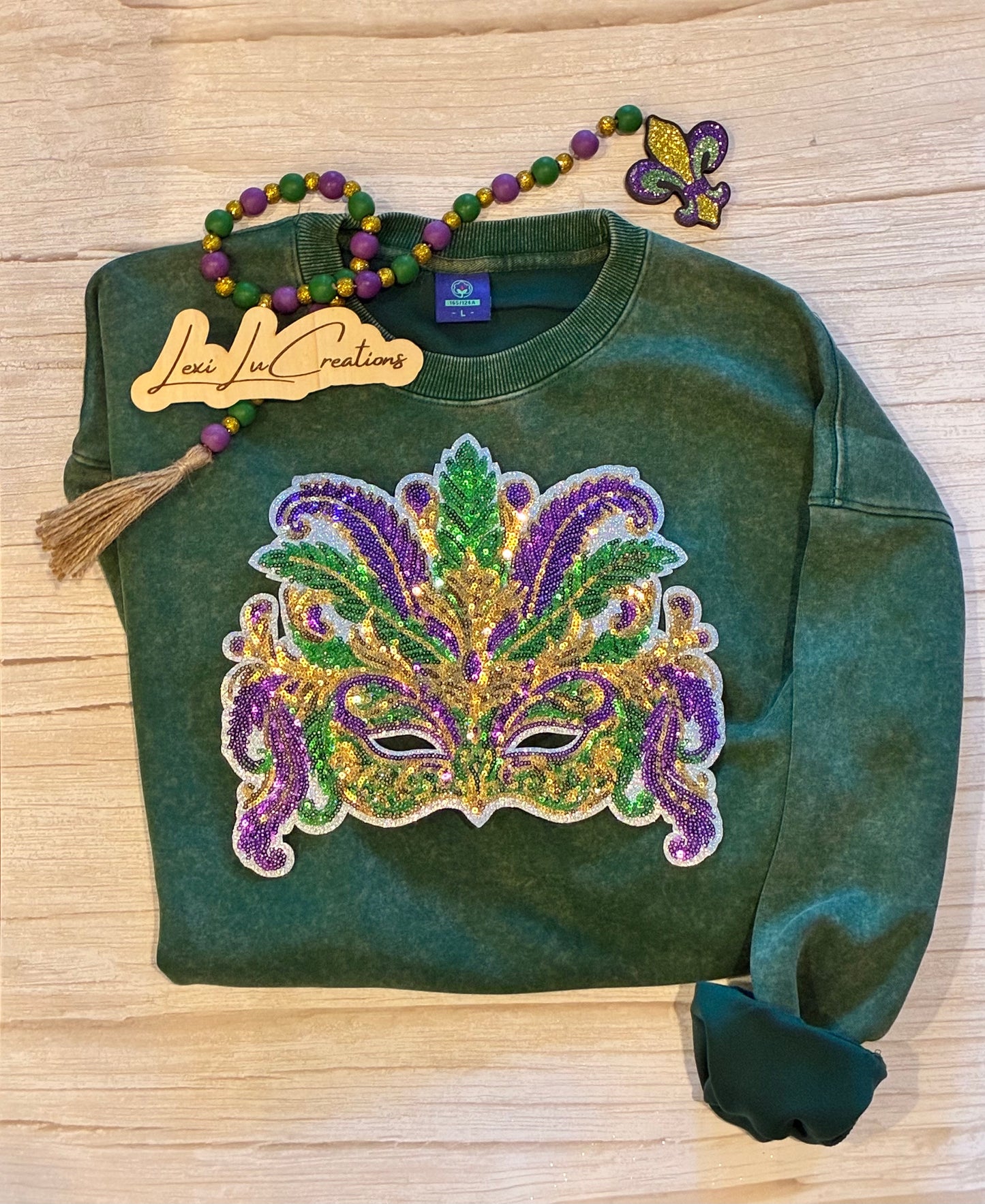 Mardi Gras Mask Sequin Patch Shirt