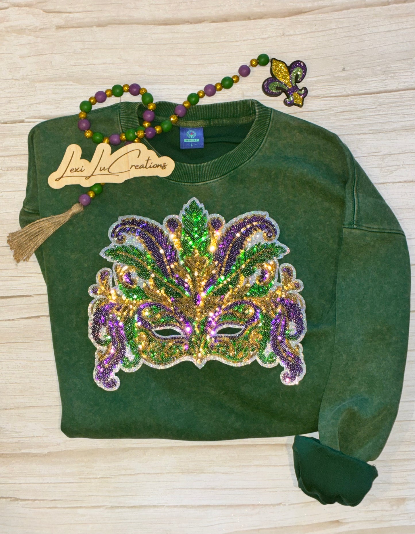 Mardi Gras Mask Sequin Patch Shirt