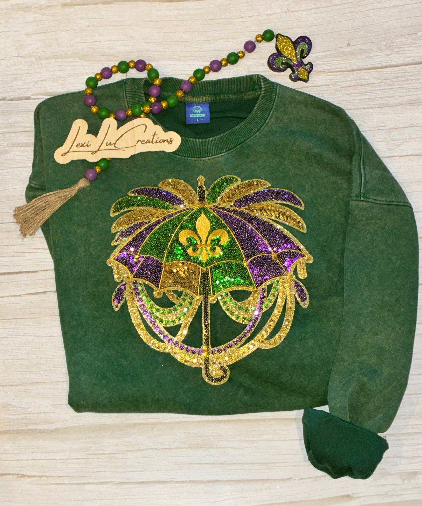 Mardi Gras Umbrella Sequin Patch Shirt