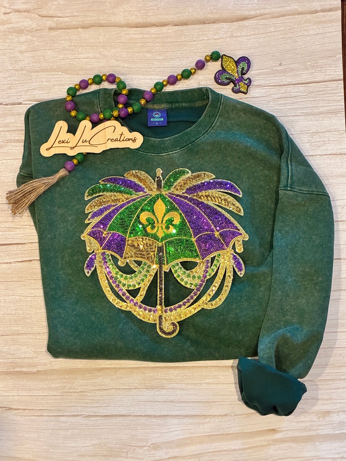 Mardi Gras Umbrella Sequin Patch Shirt