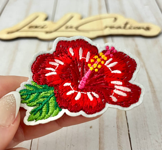 Red Hibiscus Hat Patch