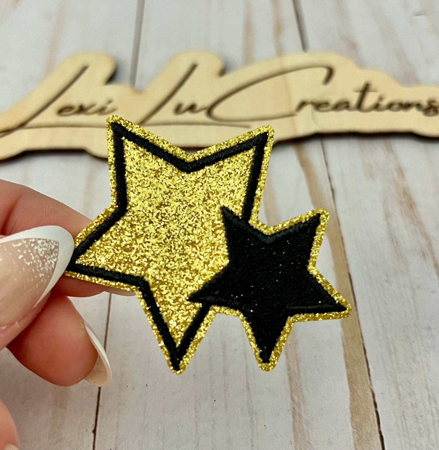 Black and Gold Star Hat Patch