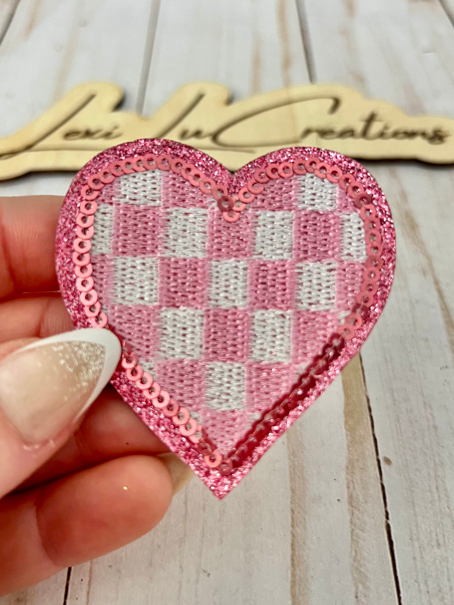 Checkered Heart Hat Patches Only
