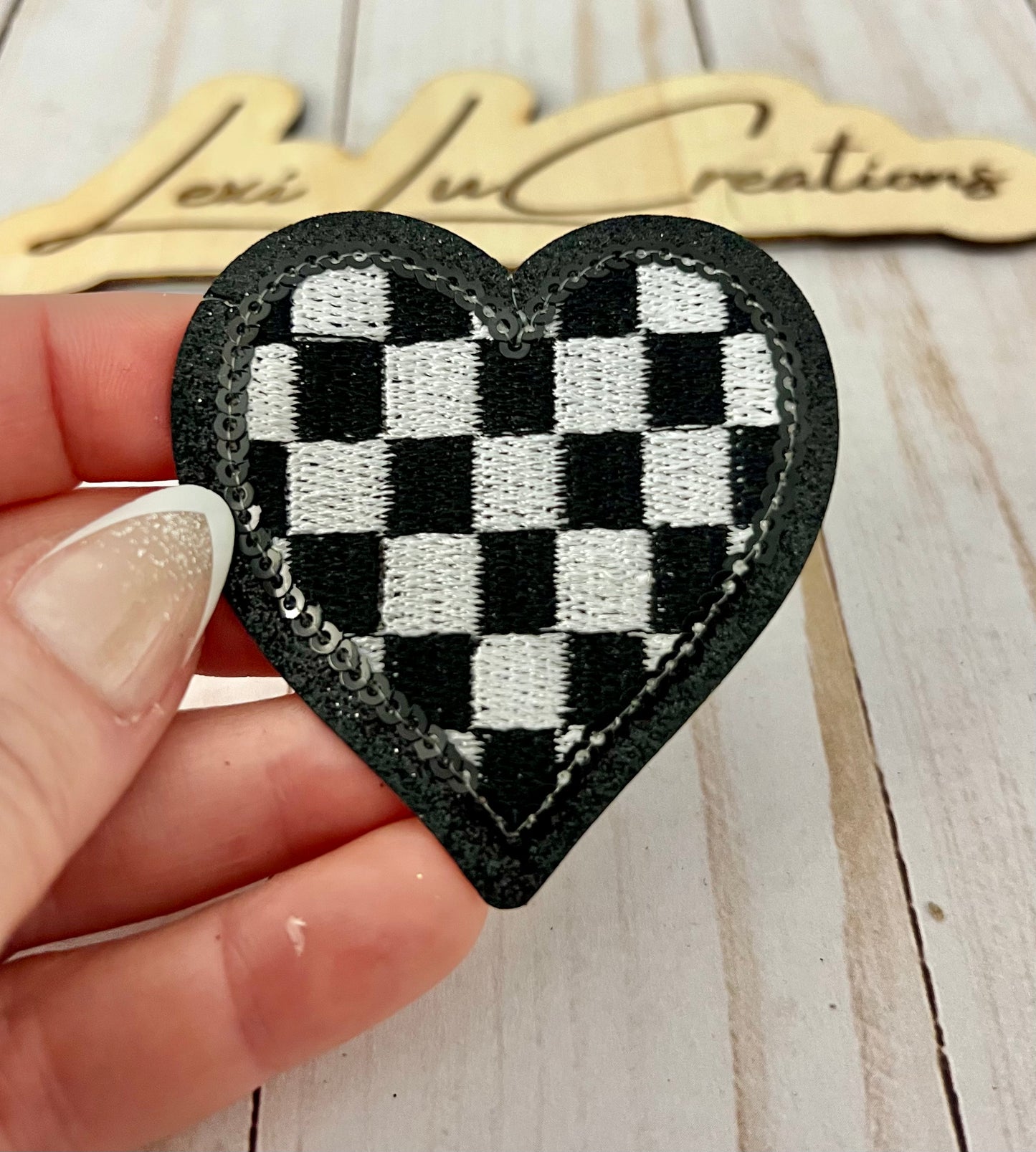 Checkered Heart Hat Patches Only