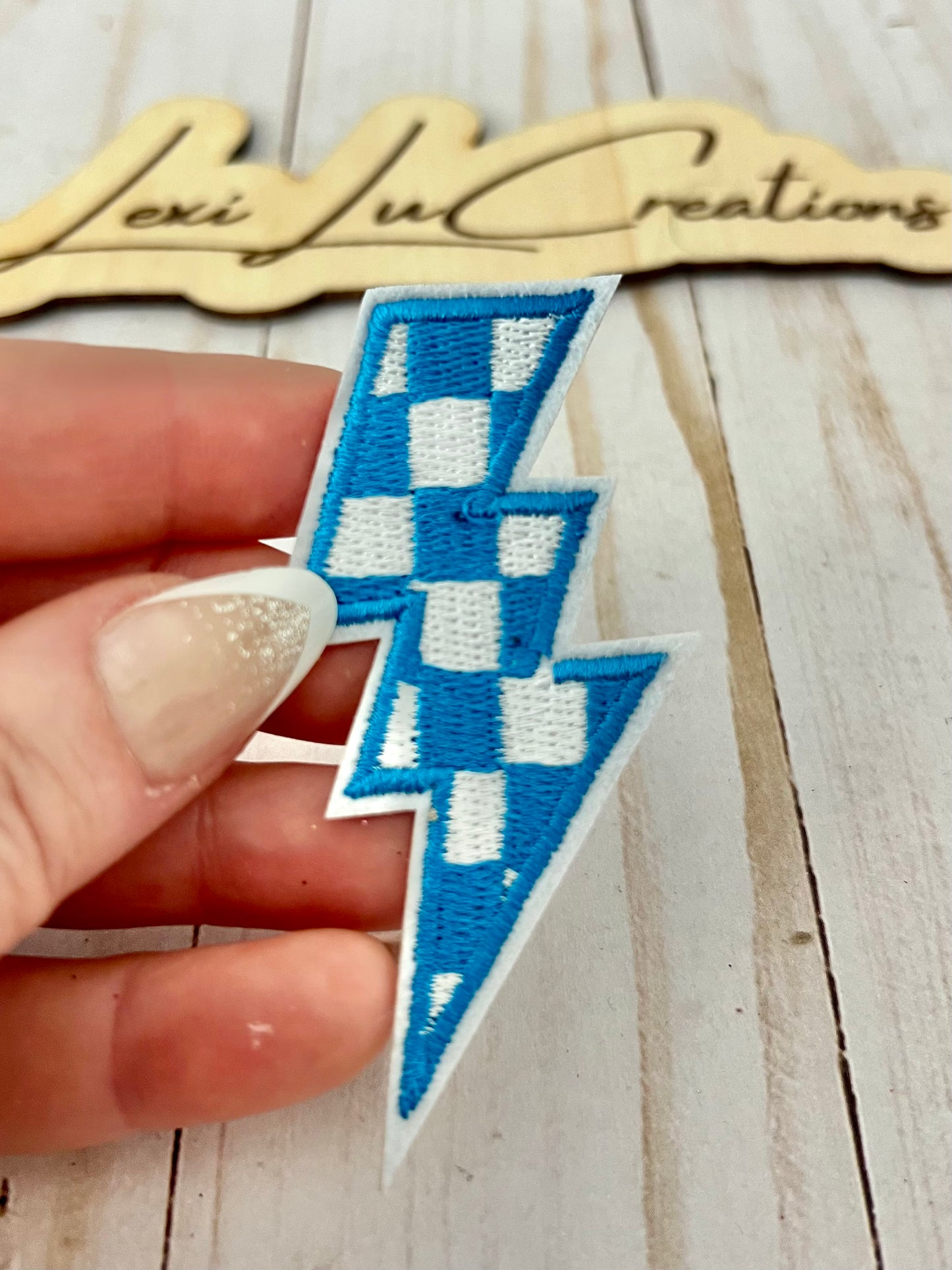 Checkered Lightning Hat Patches