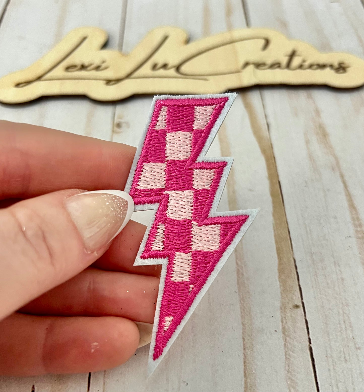 Checkered Lightning Hat Patches