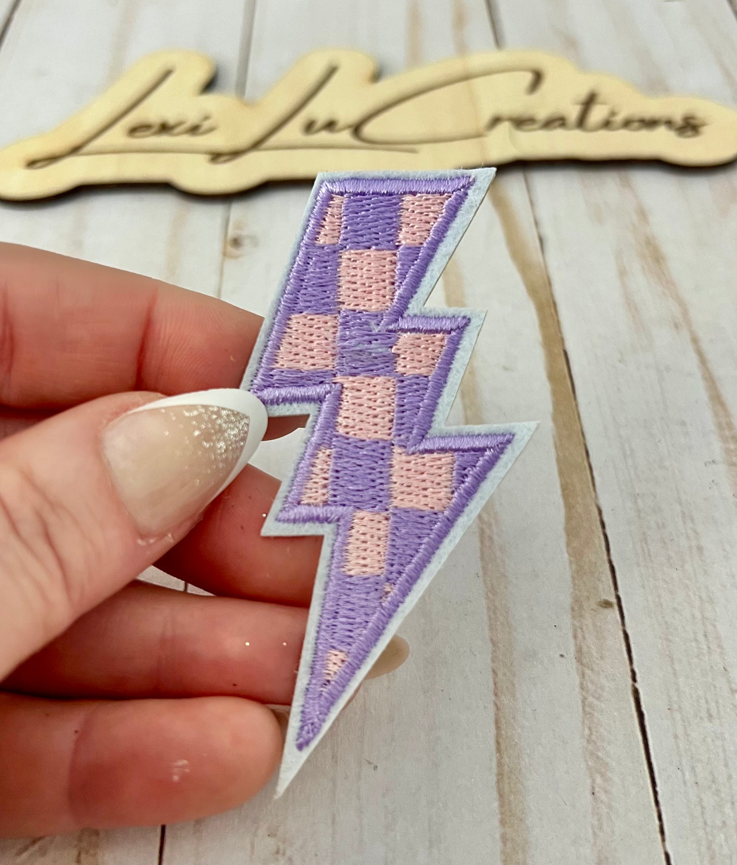 Checkered Lightning Hat Patches