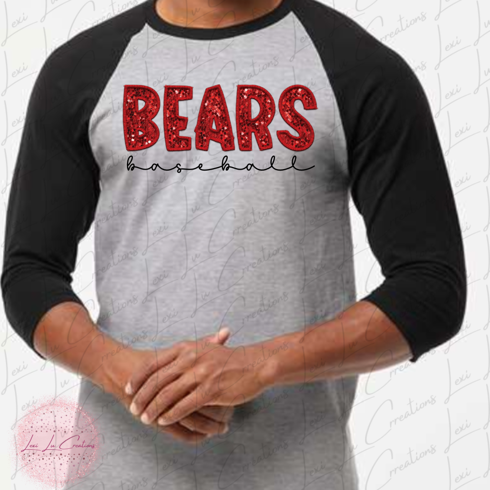 BEARS Baseball Faux Sequin Embroidery