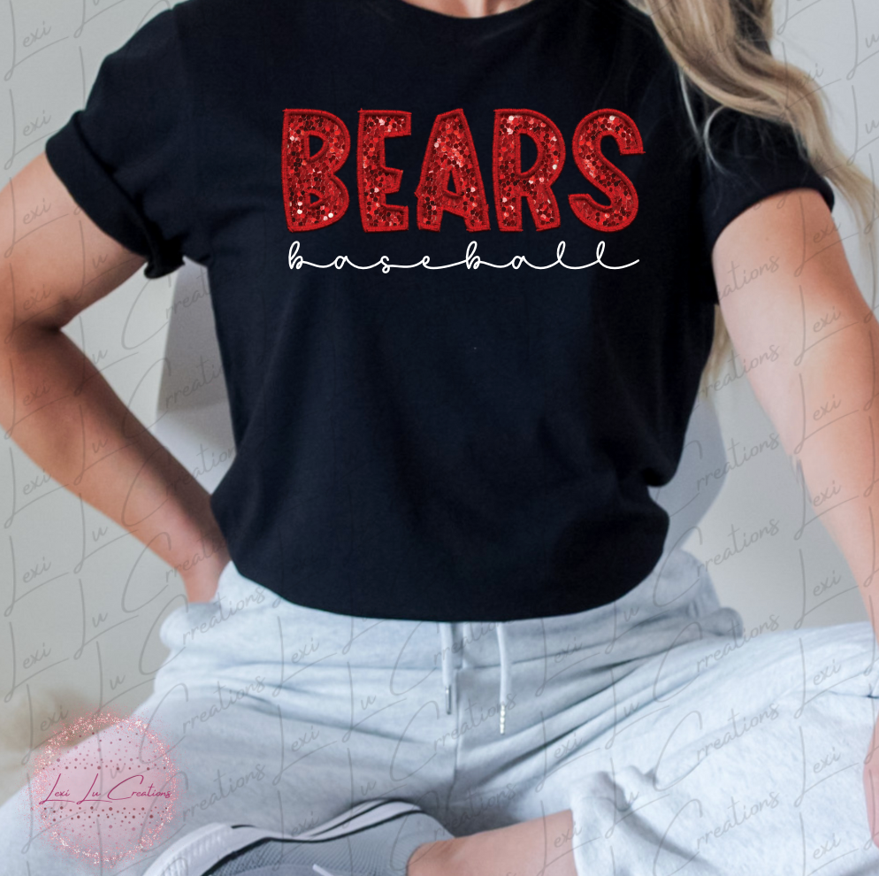 BEARS Baseball Faux Sequin Embroidery