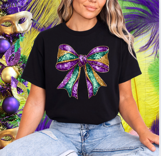 Faux Sequin Mardi Gras Bow