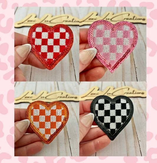 Checkered Heart Hat Patches Only