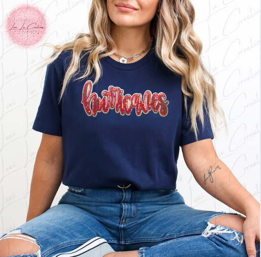 Hurricanes Red Sequin Patch Shirt PREORDER