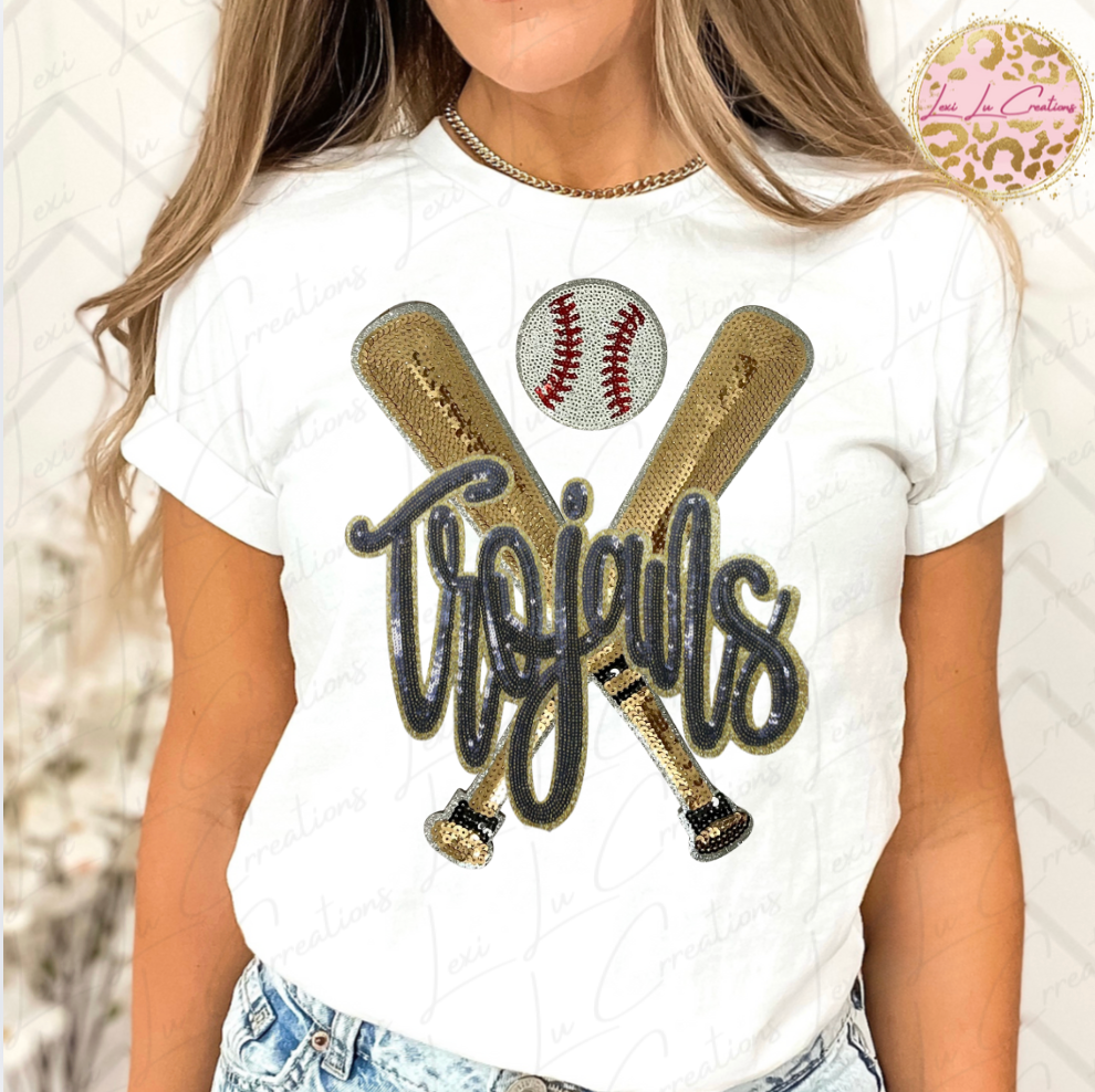Trojans Navy Sequin Patch Shirt PREORDER
