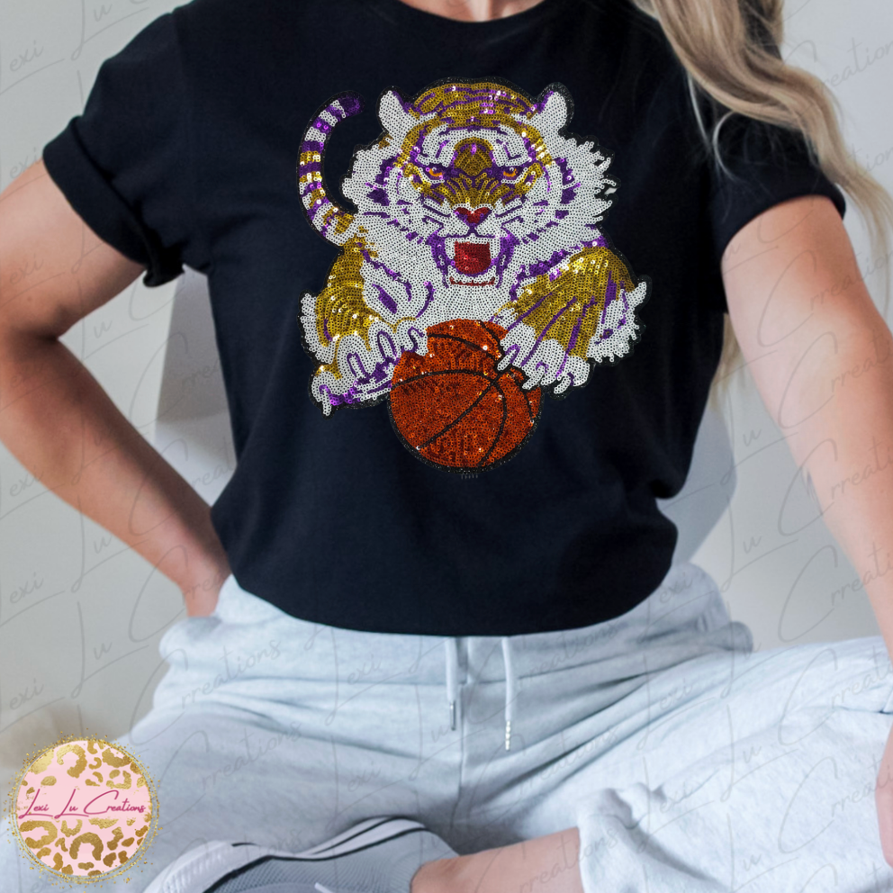 Tigers Basketball Sequin Patch Apparel