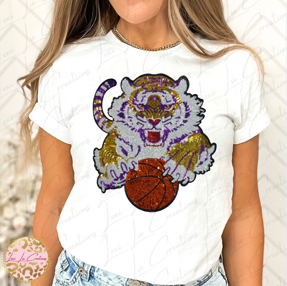 Tigers Basketball Sequin Patch Apparel