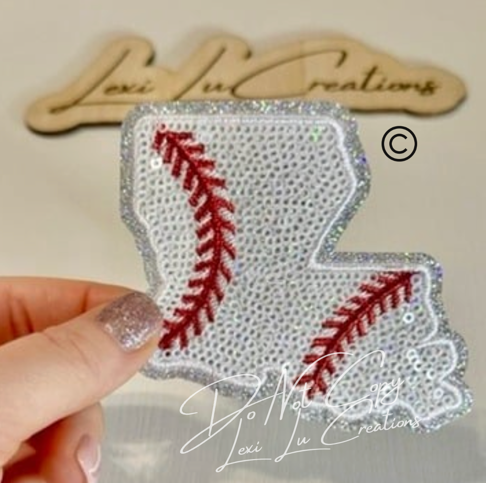 Louisiana Baseball Sequin Patch Only