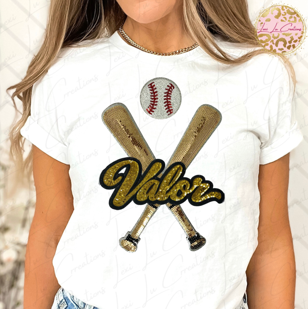 Valor Baseball Sequin Patch Shirt PREORDER