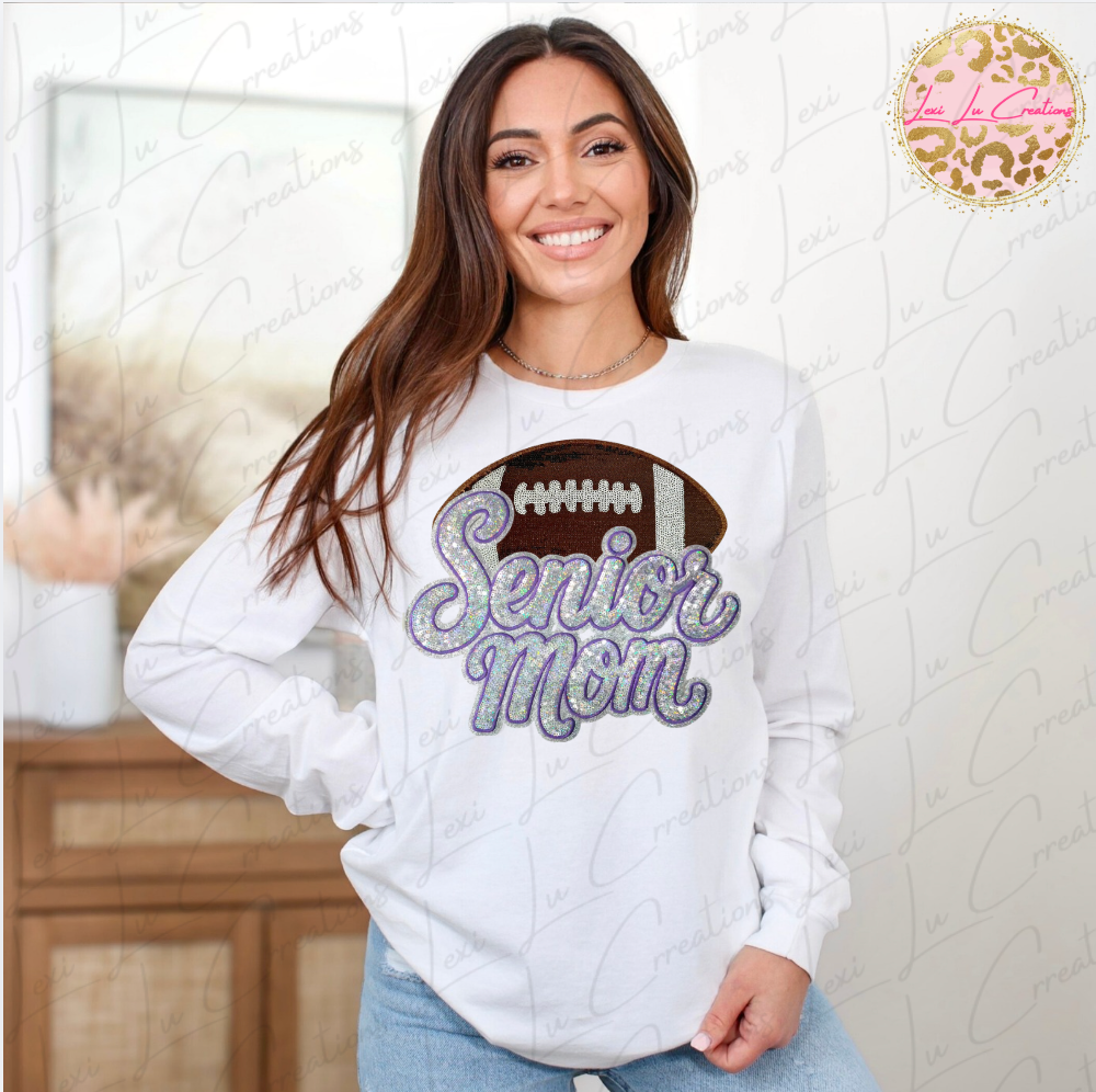 DTHS Senior Mom Football Patch Long Sleeve Shirt PREORDER