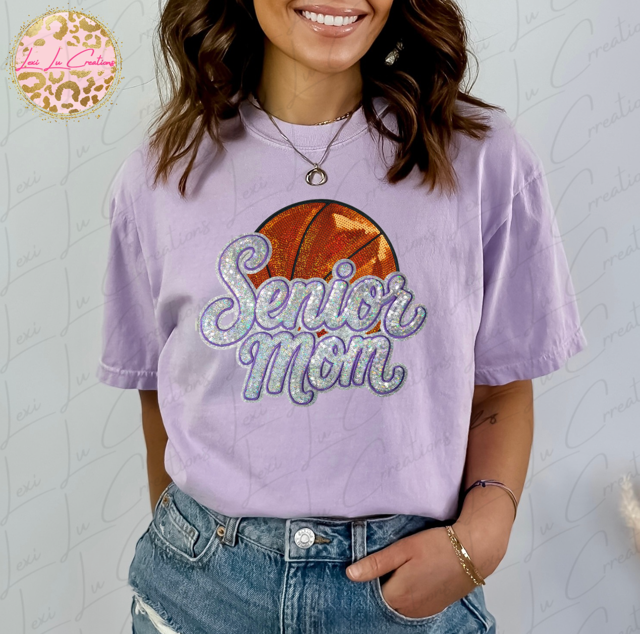 Senior Mom Basketball Sequin Short Sleeve Shirt