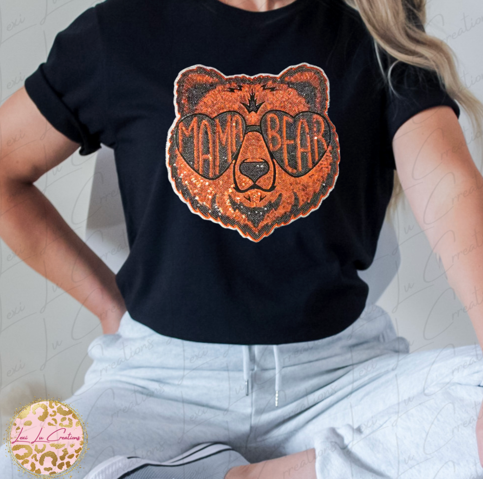 SHORT SLEEVE-Mama Bear Sequin Shirt