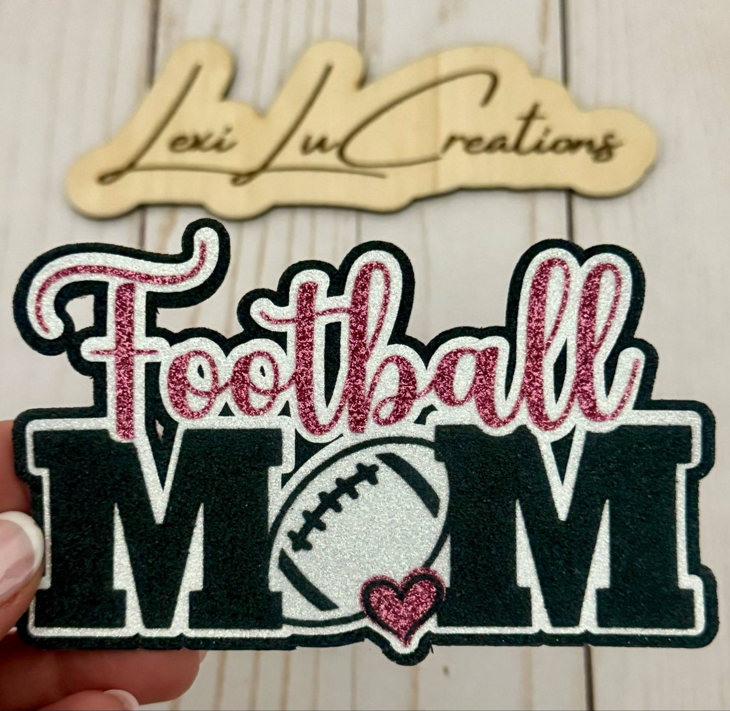 Football Mom Glitter Hat Patch
